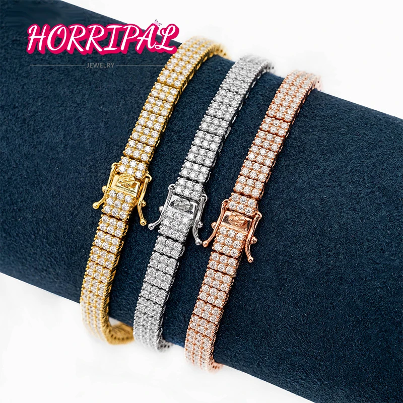 HORRIPAL 3 Rows D VVS1 Moissanite Tennis Bracelet Hip Hop Gem Jewelry S925 Silver 18k Gold Plated Bangle Gra Certified Pass Test 
HORRIPAL 3 Rows D VVS1 Moissanite Tennis Bracelet Hip Hop Gem Jewelry S925 Silver 18k Gold Plated Bangle Gra Certified Pass Test