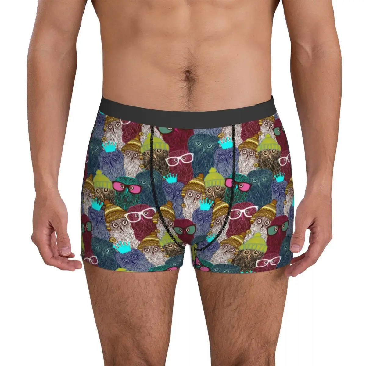 

Owl Nordic Underwear Funny Animal Print Soft Panties Sublimation Boxer Brief 3D Pouch Men's Plus Size Boxer Shorts