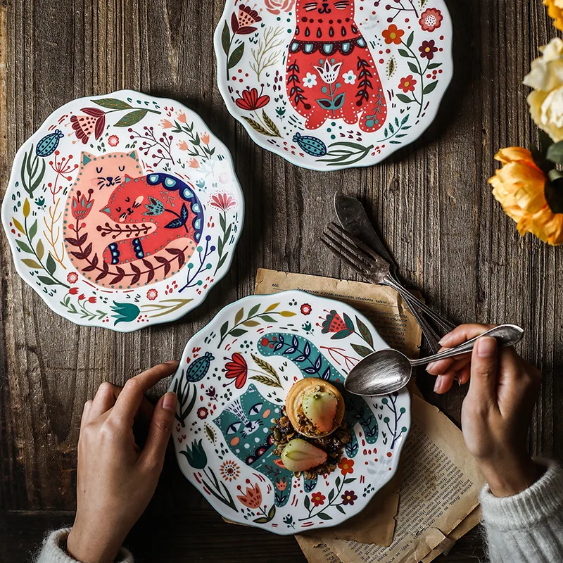4PCS/Set 8 inch Colorful Handpainted Cat Dinner Plates Underglaze Ceramic Dinnerware Cartoon Dessert Cake Dishes Microwave Safe
4PCS/Set 8 inch Colorful Handpainted Cat Dinner Plates Underglaze Ceramic Dinnerware Cartoon Dessert Cake Dishes Microwave Safe