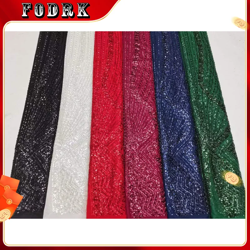 Luxury African Heavy Beaded Lace Fabric 2023 High Quality 5 Yards Nigerian Sequins French Tulle Lace Fabric Material For Wedding
Luxury African Heavy Beaded Lace Fabric 2023 High Quality 5 Yards Nigerian Sequins French Tulle Lace Fabric Material For Wedding