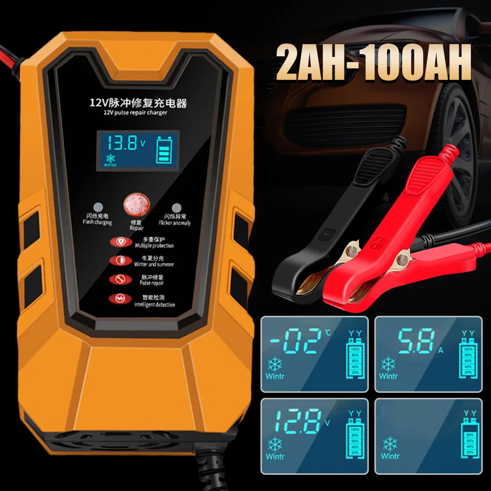 New Car Battery Charger 12V/6A Automatic Pulse Repair With LCD Display Smart Fast Charge AGM Deep Cycle Lead-Acid Charger
New Car Battery Charger 12V/6A Automatic Pulse Repair With LCD Display Smart Fast Charge AGM Deep Cycle Lead-Acid Charger
