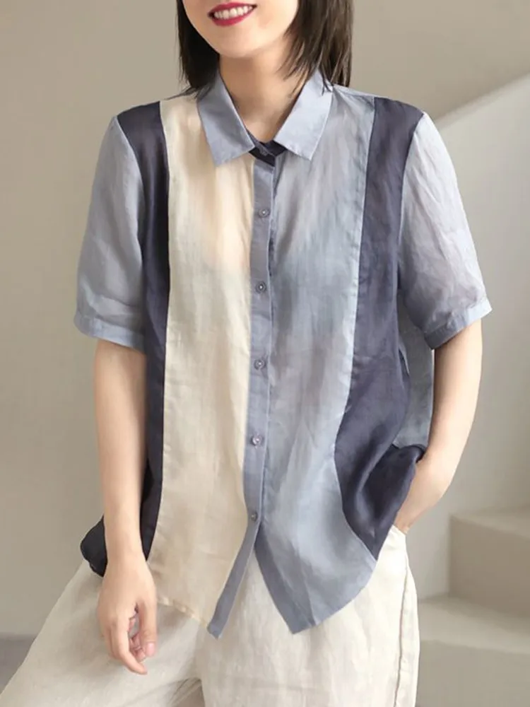 Women Summer Casual Shirts New Arrival 2022 Simple Style Patchwork Color Loose Cotton Linen Female Short Sleeve Tops Shirt D171
Women Summer Casual Shirts New Arrival 2022 Simple Style Patchwork Color Loose Cotton Linen Female Short Sleeve Tops Shirt D171