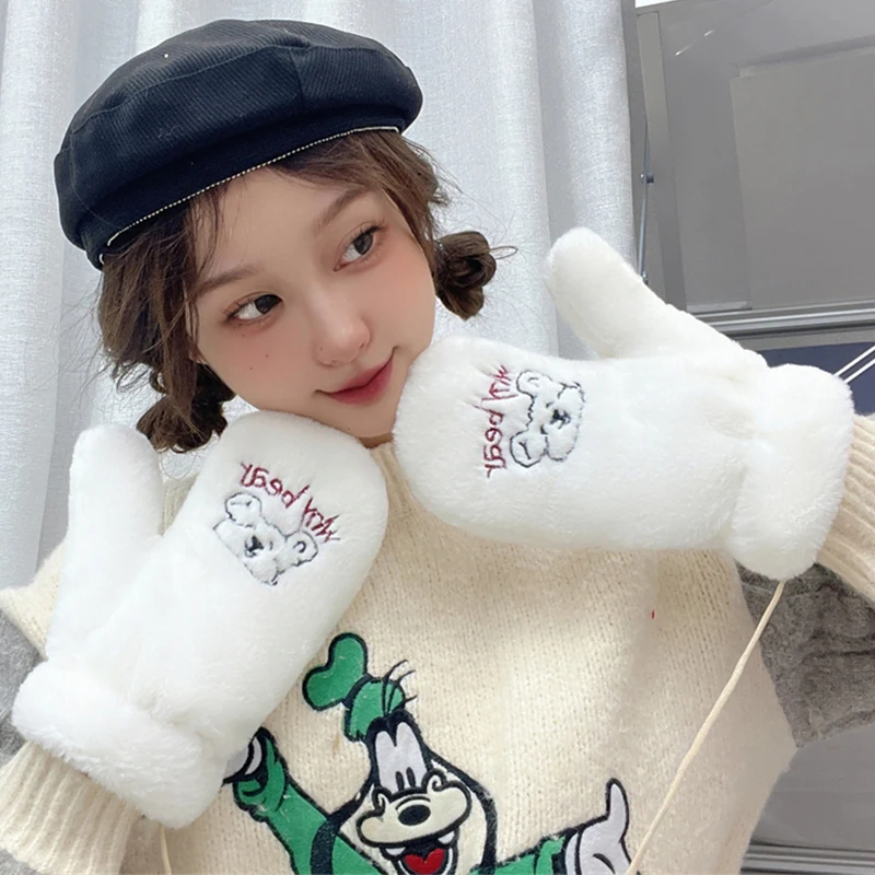 Bear Embroidery Soft Plush Gloves Women Winter Warm Thicken Fingerless Mittens Girls Students Outdoor Warmer Gifts Hand Guards
Bear Embroidery Soft Plush Gloves Women Winter Warm Thicken Fingerless Mittens Girls Students Outdoor Warmer Gifts Hand Guards