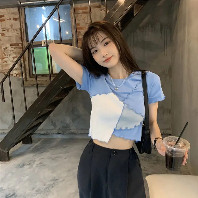 Женский укороченный топ с коротким рукавом, футболка составного кроя с вырезами, Корейская одежда больших размеров в стиле Харадзюку, уличн...
Женский укороченный топ с коротким рукавом, футболка составного кроя с вырезами, Корейская одежда больших размеров в стиле Харадзюку, уличн...