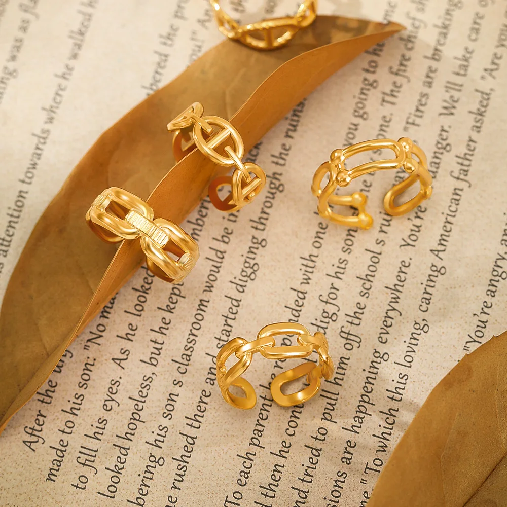 New Fashion Hollow Cross Open Stainless Steel Ring For Women Simple Geometric 18K Gold-plated Adjustable rings Female Jewelry
New Fashion Hollow Cross Open Stainless Steel Ring For Women Simple Geometric 18K Gold-plated Adjustable rings Female Jewelry