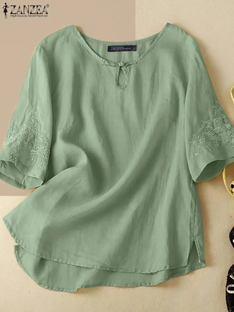 Oversized Solid Shirt ZANZEA Women Summer Half Sleeve Tops 2023 Summer Vintage Embroidery Blouse Casual Loose Round Neck Blusas
Oversized Solid Shirt ZANZEA Women Summer Half Sleeve Tops 2023 Summer Vintage Embroidery Blouse Casual Loose Round Neck Blusas