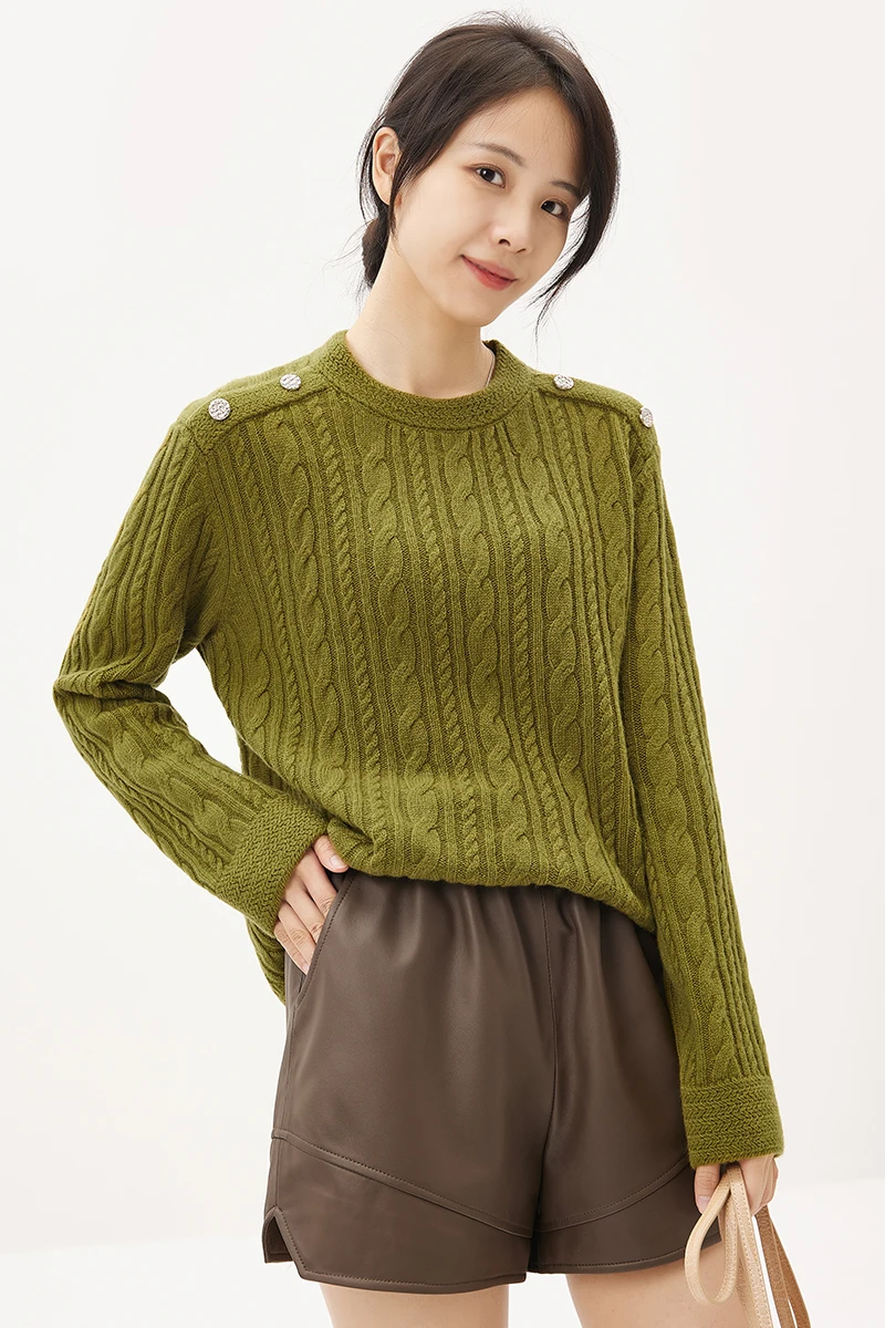 Winter Sweater Women O-Neck 100% Wool High Street Button Long Sleeve Top Autumn/Winter A-straight Pullover Korean Fashion
Winter Sweater Women O-Neck 100% Wool High Street Button Long Sleeve Top Autumn/Winter A-straight Pullover Korean Fashion
