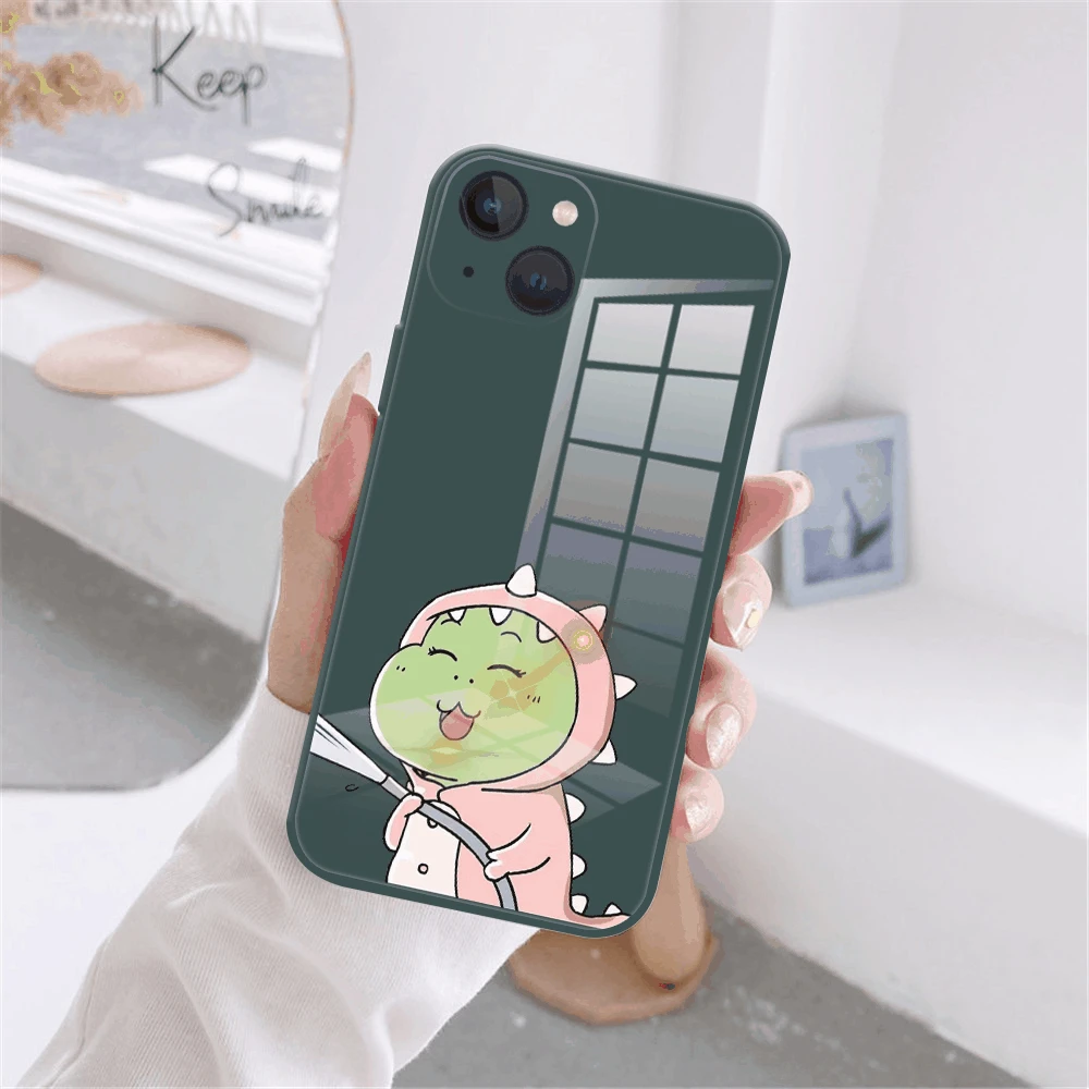 Cute Cartoon Animal Dinosaur Couple Phone Case For iPhone 11 12 13 Pro Max 12 13 Mini Dark green Tempered Glass reflective case
Cute Cartoon Animal Dinosaur Couple Phone Case For iPhone 11 12 13 Pro Max 12 13 Mini Dark green Tempered Glass reflective case