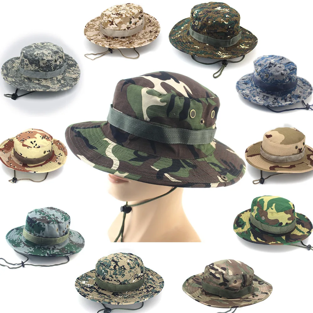 Outdoor Mountaineering Fishing Sun Hat Jungle Camouflage Fisherman Cap Casual Big Brim Panama Men's Hats Bucket Hat Women
Outdoor Mountaineering Fishing Sun Hat Jungle Camouflage Fisherman Cap Casual Big Brim Panama Men's Hats Bucket Hat Women