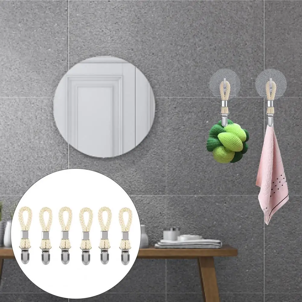 

Reusable 6Pcs Useful Highly Elastic Towel Clip Compact Cloth Hanger Rustproof Bathroom Accessories