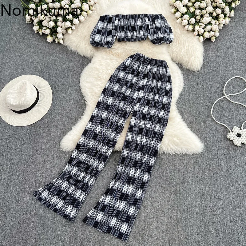Nomikuma 2 Piece Sets Womens Outfits Slash Neck Puff Sleeve High Waist Plaid Conjunto Femenino Vintage Fashion Ensemble Femme
Nomikuma 2 Piece Sets Womens Outfits Slash Neck Puff Sleeve High Waist Plaid Conjunto Femenino Vintage Fashion Ensemble Femme