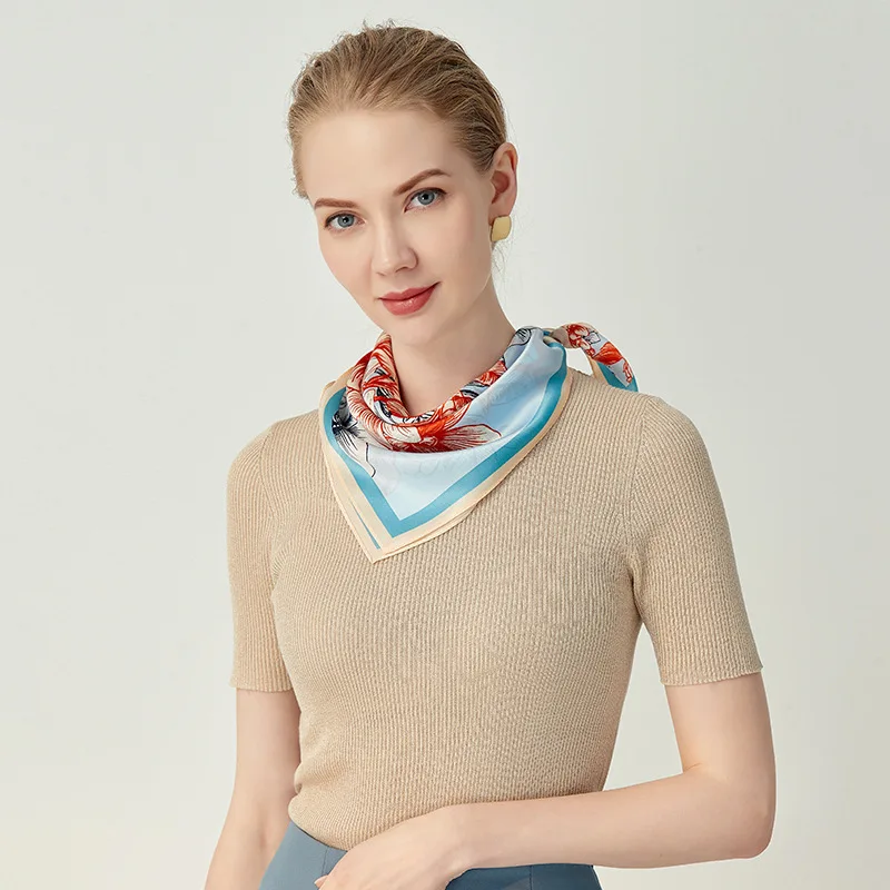 Spring 2021 New Silk Scarf 55cm Flower Lady Elegant Bank Hotel Professional Scarf 
Spring 2021 New Silk Scarf 55cm Flower Lady Elegant Bank Hotel Professional Scarf
