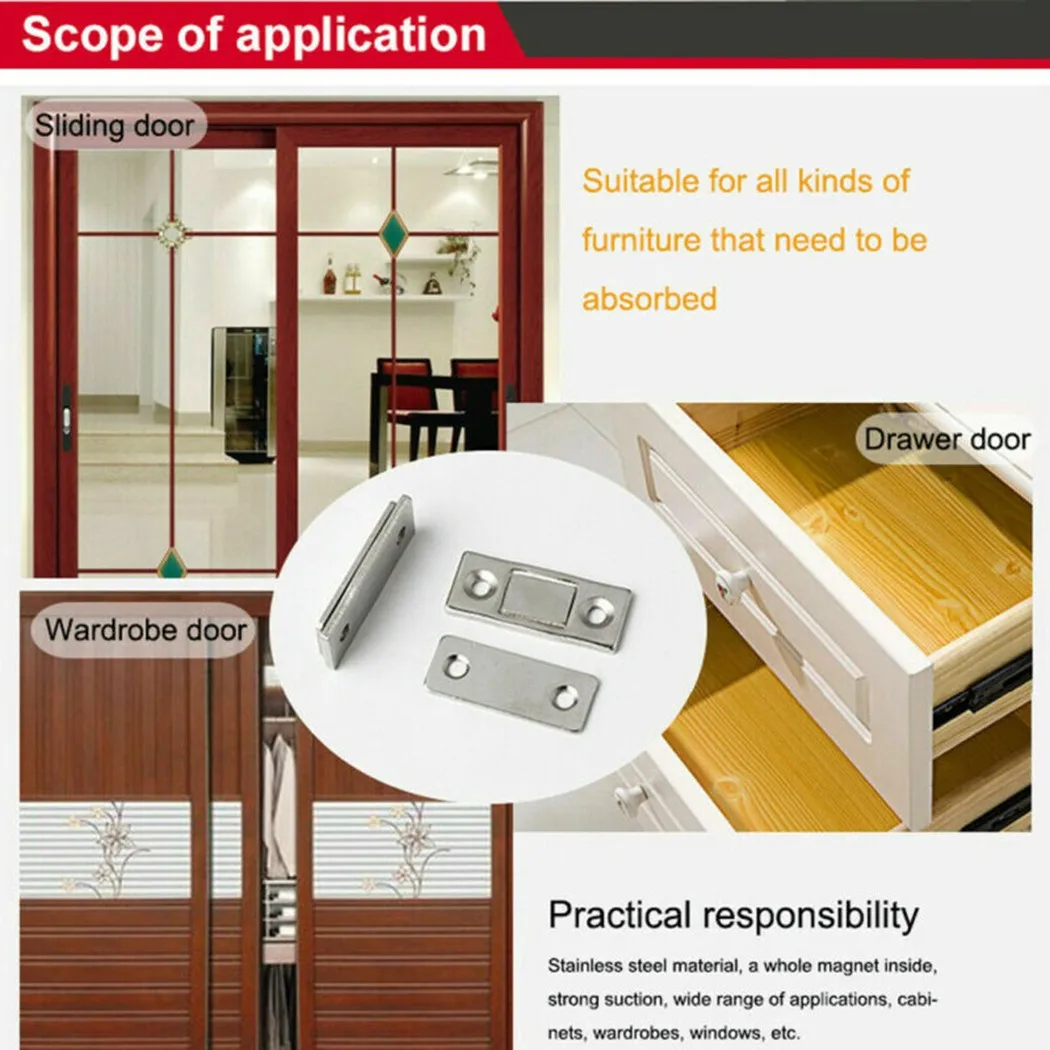 4Pcs Punch-free Magnetic Door Closer Strong Magnetic Catch Latch Magnet Cabinet Cupboard Closer Cupboard Latch Hardware
4Pcs Punch-free Magnetic Door Closer Strong Magnetic Catch Latch Magnet Cabinet Cupboard Closer Cupboard Latch Hardware