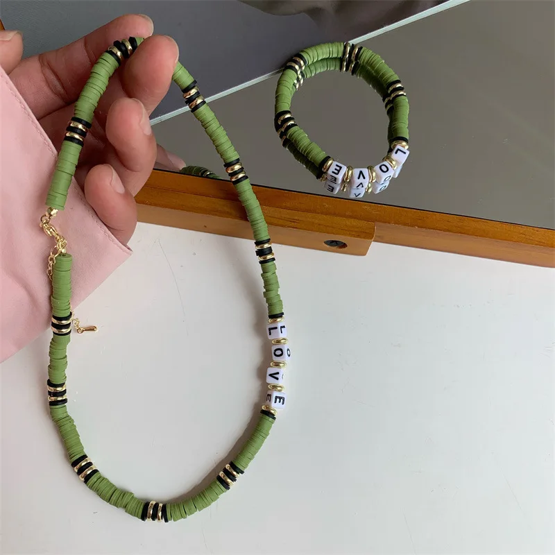 Boho Temperament Design Hand-beaded Soft Pottery Letter Pendant Necklace for Women
Boho Temperament Design Hand-beaded Soft Pottery Letter Pendant Necklace for Women
