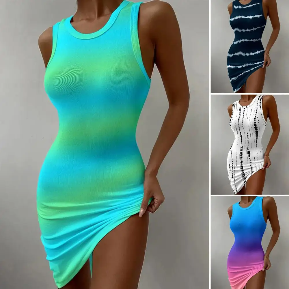 Summer Dress Women Fashion O Neck Tie Dye Printed Dress Sexy Sleeveless Ribbed Bodycon Mini Dresses for women 2022 Vestidos
Summer Dress Women Fashion O Neck Tie Dye Printed Dress Sexy Sleeveless Ribbed Bodycon Mini Dresses for women 2022 Vestidos