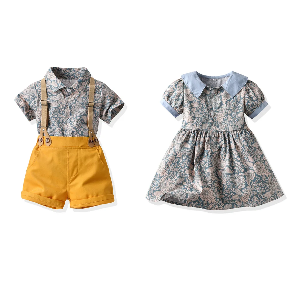 Комплект одежды для мальчиков и девочек с цветочным принтом юбкой-пачкой