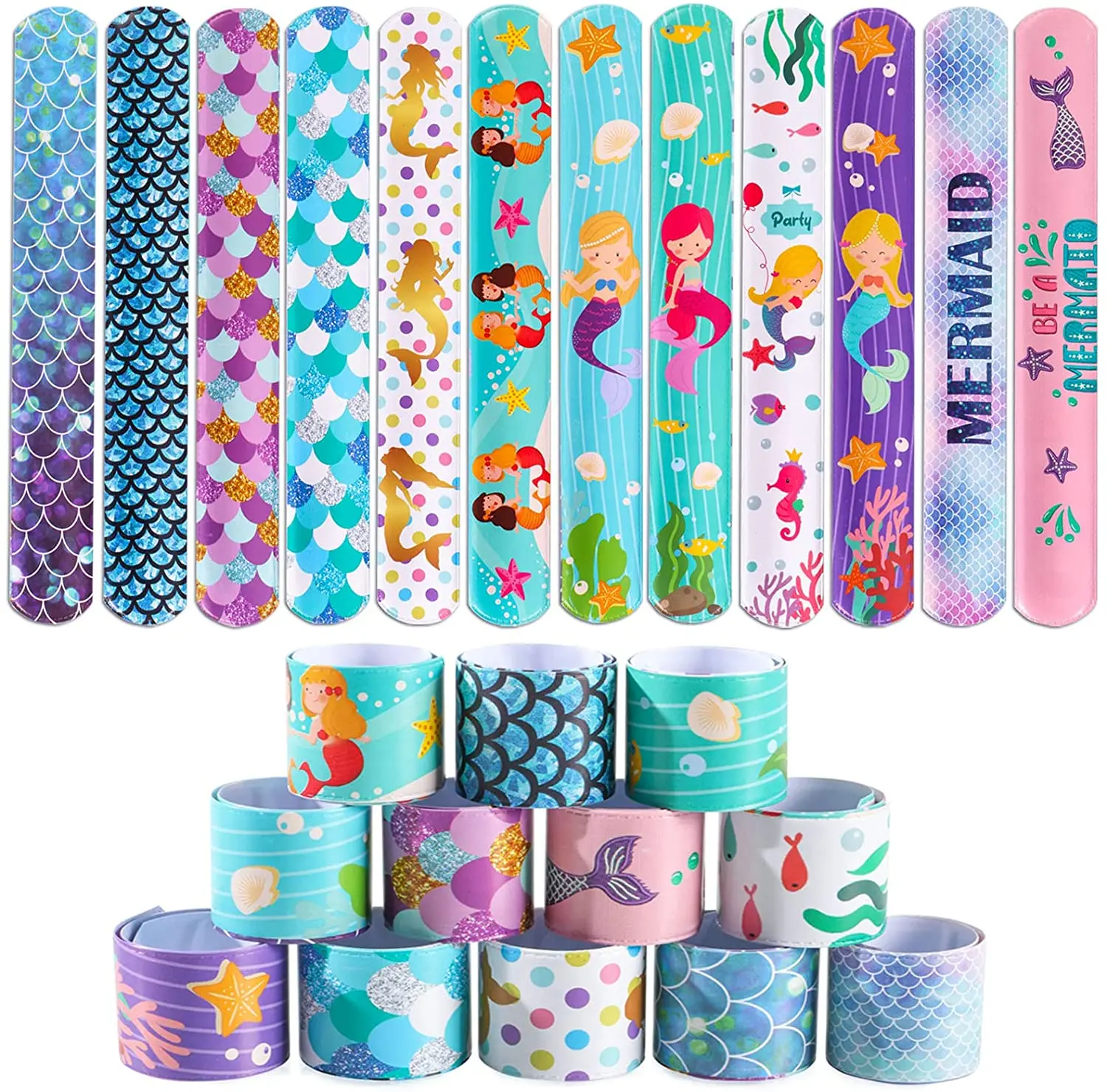 10 Pcs Mermaid Slap Bracelets for Kids Girls Snap Bracelet Bands Mermaid Toys Party Favors Classroom Prize Gifts
10 Pcs Mermaid Slap Bracelets for Kids Girls Snap Bracelet Bands Mermaid Toys Party Favors Classroom Prize Gifts