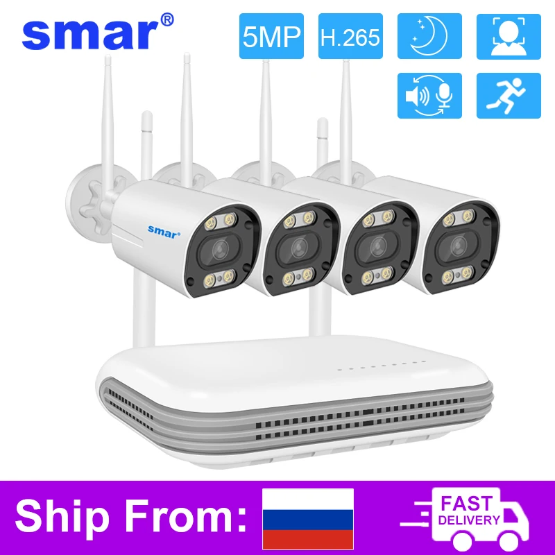 SMAR Wireless Wifi Camera Kit 8CH H.265 HD NVR 5MP AI Face Detect Color Night Vision Two Way Audio Home Security IP Camera Onvif
SMAR Wireless Wifi Camera Kit 8CH H.265 HD NVR 5MP AI Face Detect Color Night Vision Two Way Audio Home Security IP Camera Onvif