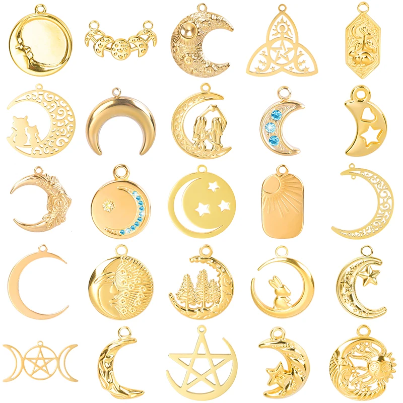 9Pcs/Lot Stainless Steel Celestial Crescent Moon Witchcraft Star Medal Amulet Diy Charms Jewelry Animal Rabbit Tree Pendant Bulk
9Pcs/Lot Stainless Steel Celestial Crescent Moon Witchcraft Star Medal Amulet Diy Charms Jewelry Animal Rabbit Tree Pendant Bulk