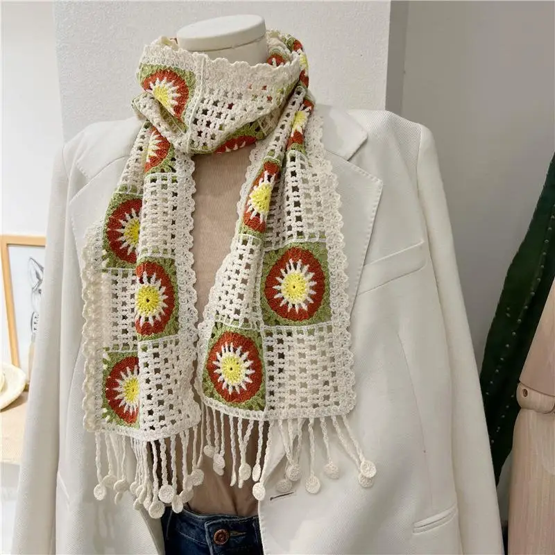 Designer Brand Scarf Women Hand Knitted Neckerchief Hollow Crochet Scarves Colorful Wrap Long Bufandas Female Foulard 2023 New
Designer Brand Scarf Women Hand Knitted Neckerchief Hollow Crochet Scarves Colorful Wrap Long Bufandas Female Foulard 2023 New