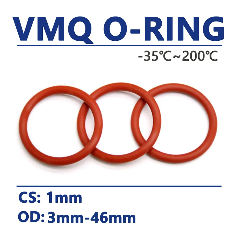 Thickness CS 1mm Red VMQ Silicone O Ring OD 3-46mm Food Grade Waterproof Washer Rubber Insulated Round Shape Sealing Gasket
Thickness CS 1mm Red VMQ Silicone O Ring OD 3-46mm Food Grade Waterproof Washer Rubber Insulated Round Shape Sealing Gasket