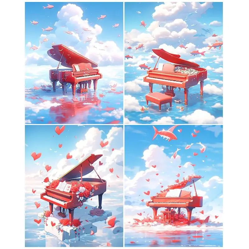 

GATYZTORY Paint By Numbers Kits Water Piano Diy Painting By Number Kit For Adults Handpainted Picture Home Wall Decor 40x50cm