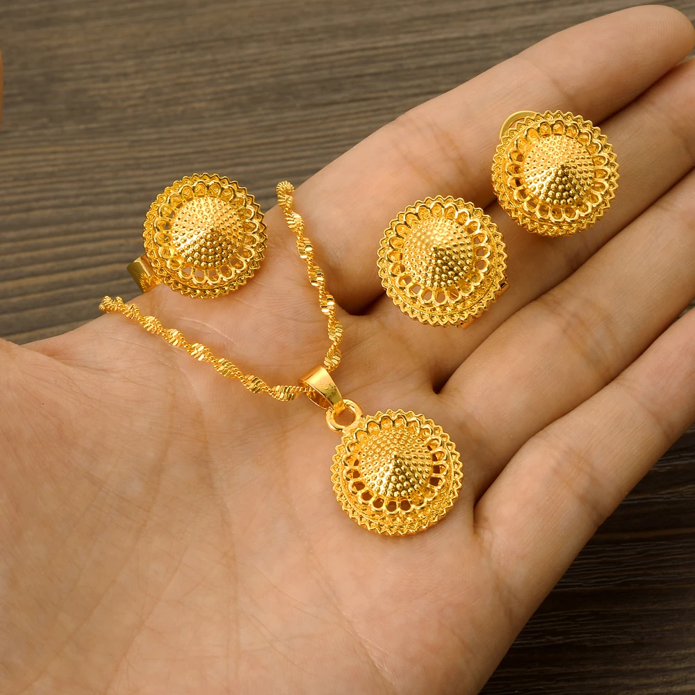 Ethiopian Gold Plated Bridal Jewelry Sets Earrings Ring Gifts Wedding Jewellery Set For Women
Ethiopian Gold Plated Bridal Jewelry Sets Earrings Ring Gifts Wedding Jewellery Set For Women
