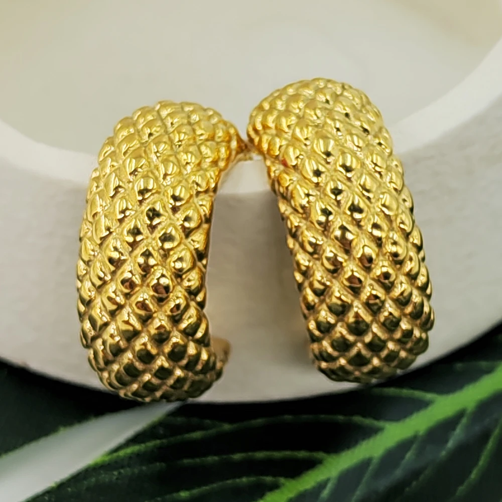 

2023 Cool Snakeskin Textured Hoop Earrings Female Jewelry Aesthetic 10mm Width Stainless Steel Women Earrings 18K Gold Plated
