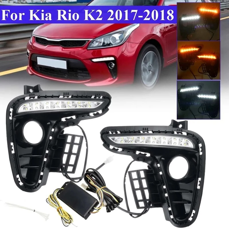 2Pcs for Kia Rio K2 2017 2018 Yellow Turn Signal Style Relay Car DRL 12V LED Daytime Running Light Daylight Auto
2Pcs for Kia Rio K2 2017 2018 Yellow Turn Signal Style Relay Car DRL 12V LED Daytime Running Light Daylight Auto