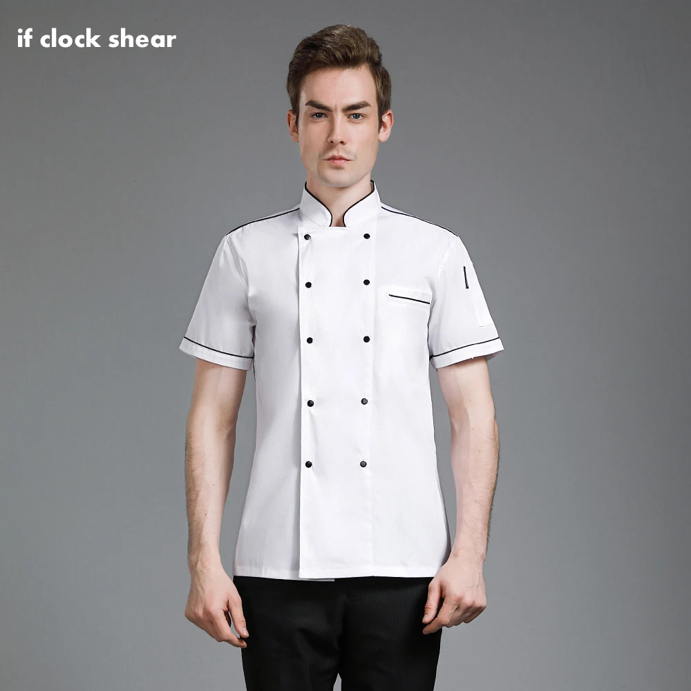 Summer Work Clothes Men Short-sleeved Breathable Waiter Shirt Hotel Catering Bakery Kitchen Women Double Breasted Chef Clothing
Summer Work Clothes Men Short-sleeved Breathable Waiter Shirt Hotel Catering Bakery Kitchen Women Double Breasted Chef Clothing
