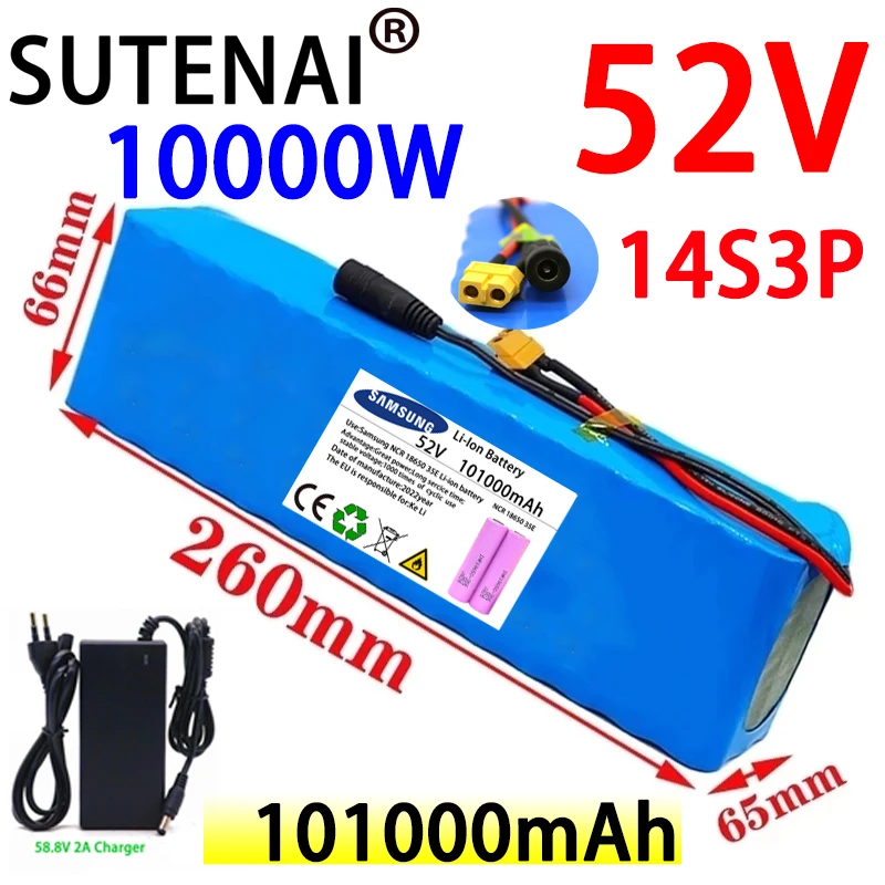 52V 14S3P 100Ah 100000mAh 18650 1000W Lithium Battery for Balance Car, Electric Bicycle,electric scooters,Tricycle +Charger
52V 14S3P 100Ah 100000mAh 18650 1000W Lithium Battery for Balance Car, Electric Bicycle,electric scooters,Tricycle +Charger