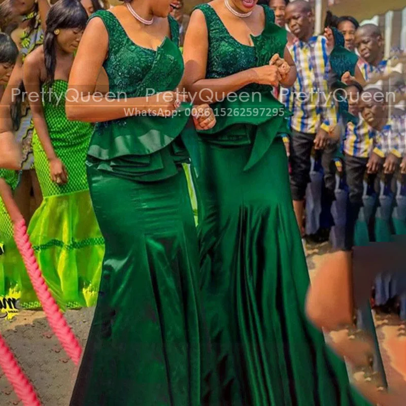 Green Lace Long Bridesmaid Dresses Ruffles Pleat Mermaid Scoop Neck Sleeveless Sheath Maid Of Honor Wedding Guest Dress
Green Lace Long Bridesmaid Dresses Ruffles Pleat Mermaid Scoop Neck Sleeveless Sheath Maid Of Honor Wedding Guest Dress
