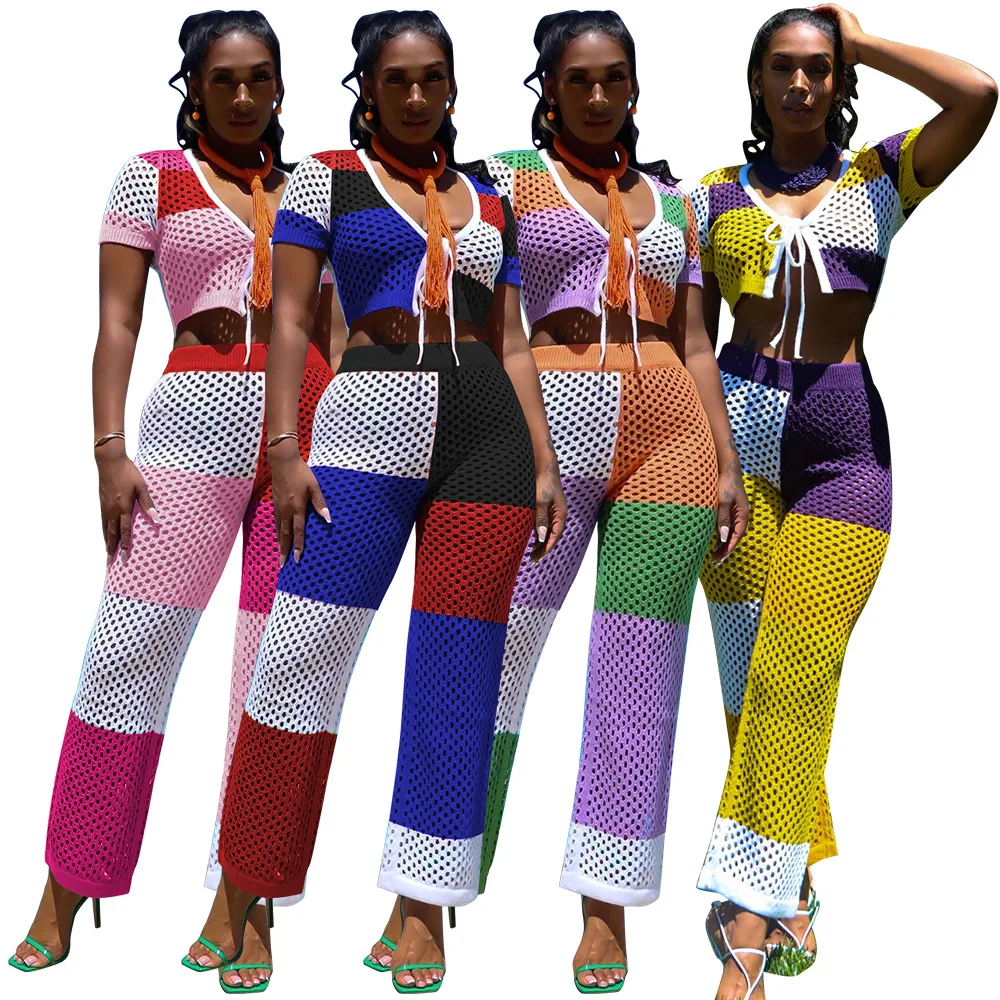 Contrast Color Patchwork Two Piece Set Short Sleeve Cardigan Tops Sexy Casual Outfits For Women Summer Sheer Cut Out Activewear
Contrast Color Patchwork Two Piece Set Short Sleeve Cardigan Tops Sexy Casual Outfits For Women Summer Sheer Cut Out Activewear