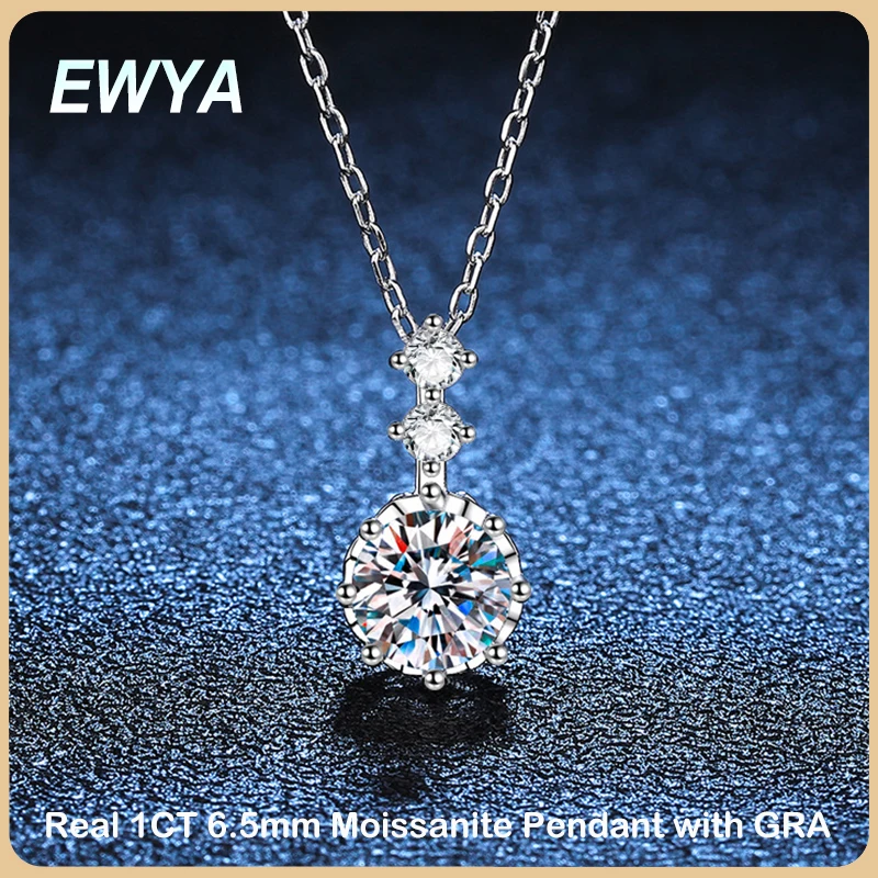 EWYA Sparkling D Color 1CT 6.5mm Moissanite Pendant Necklace for Women Party 925 Sterling Silver Diamond Neck Chain Necklaces
EWYA Sparkling D Color 1CT 6.5mm Moissanite Pendant Necklace for Women Party 925 Sterling Silver Diamond Neck Chain Necklaces