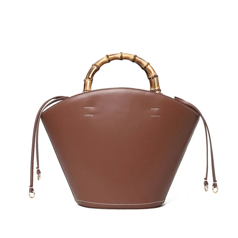 2023 Leather Large Bucket Bag Caramel Color Retro Women's Bamboo Handle Handbag Luxury Women's Bags
2023 Leather Large Bucket Bag Caramel Color Retro Women's Bamboo Handle Handbag Luxury Women's Bags