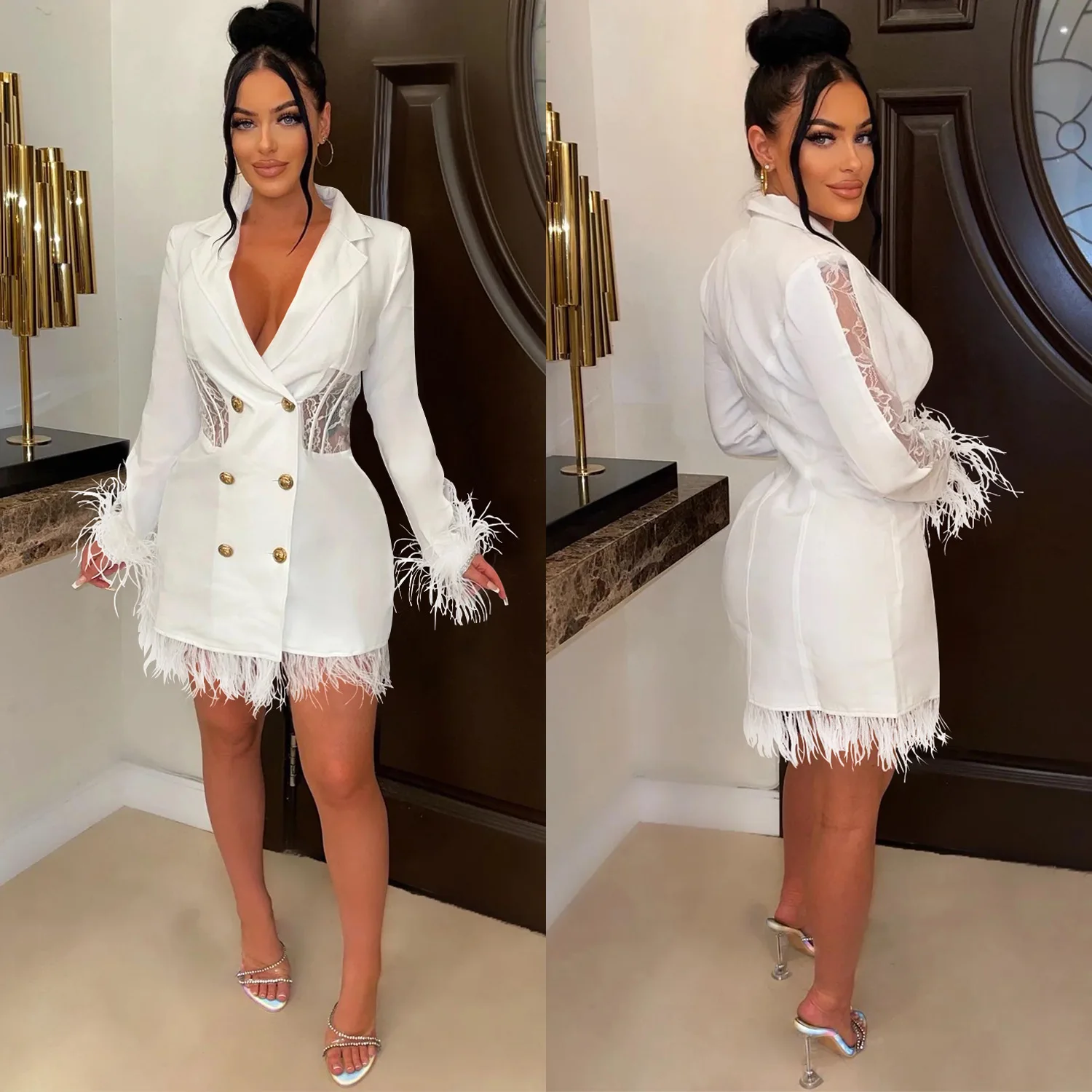 Сетчатое платье с перьями 2022, зимняя женская куртка, элегантная одежда, Женская шикарная Роскошная накидка, пикантная куртка с длинным рукавом, черные накидки, платья 
Сетчатое платье с перьями 2022, зимняя женская куртка, элегантная одежда, Женская шикарная Роскошная накидка, пикантная куртка с длинным рукавом, черные накидки, платья