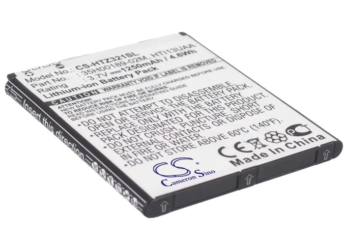 CS 1250mAh/4.63Wh battery for HTC ISW13HT,J,J ISW13HT,J Z321e,Nippon,PK07110,Z321e 35H00189-00M,35H00189-02M,BK07100
CS 1250mAh/4.63Wh battery for HTC ISW13HT,J,J ISW13HT,J Z321e,Nippon,PK07110,Z321e 35H00189-00M,35H00189-02M,BK07100