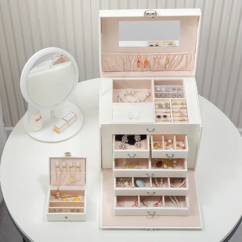 Large Jewelry Box Organizer with Mirror 2-in-1 Luxury Drawer Necklace Earrings Rings Storage Holder Portable Girls Gift Casket
Large Jewelry Box Organizer with Mirror 2-in-1 Luxury Drawer Necklace Earrings Rings Storage Holder Portable Girls Gift Casket