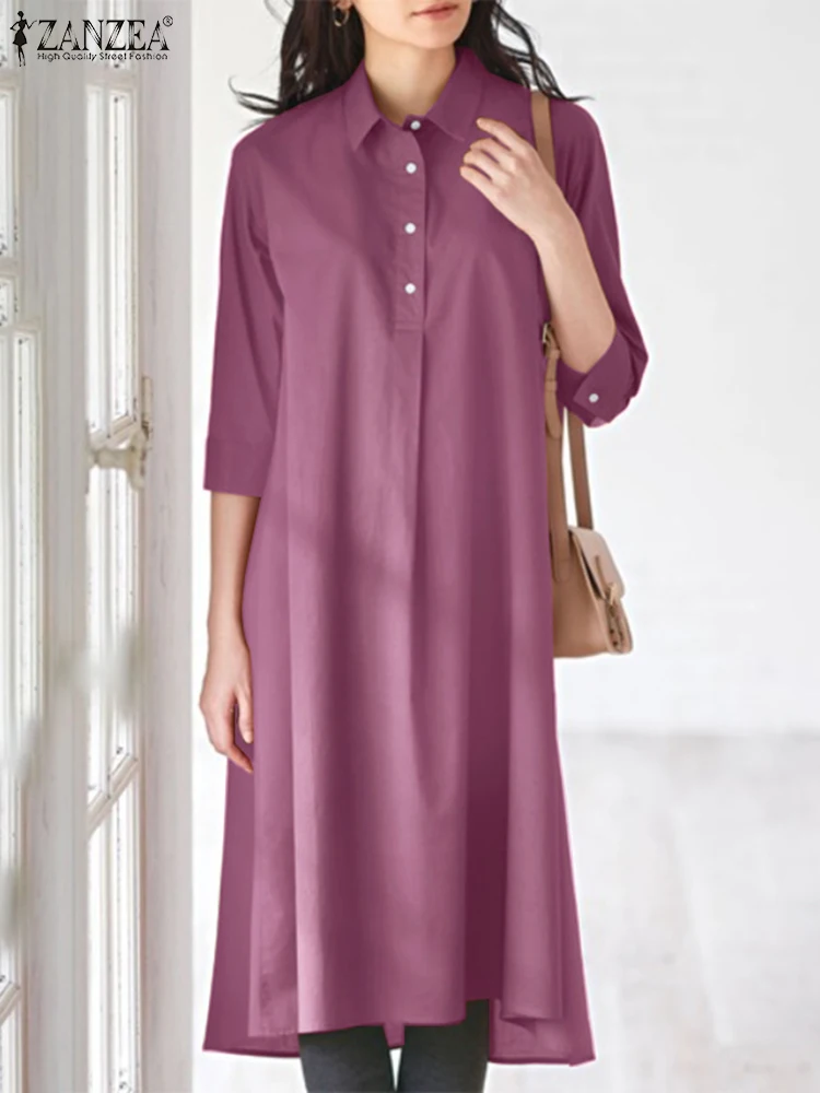 ZANZEA Women Lapel Neck Half Sleeve Sundress Summer Shirt Dress Casual Work OL Solid Loose Knee-length Vestidos Robe Oversized
ZANZEA Women Lapel Neck Half Sleeve Sundress Summer Shirt Dress Casual Work OL Solid Loose Knee-length Vestidos Robe Oversized