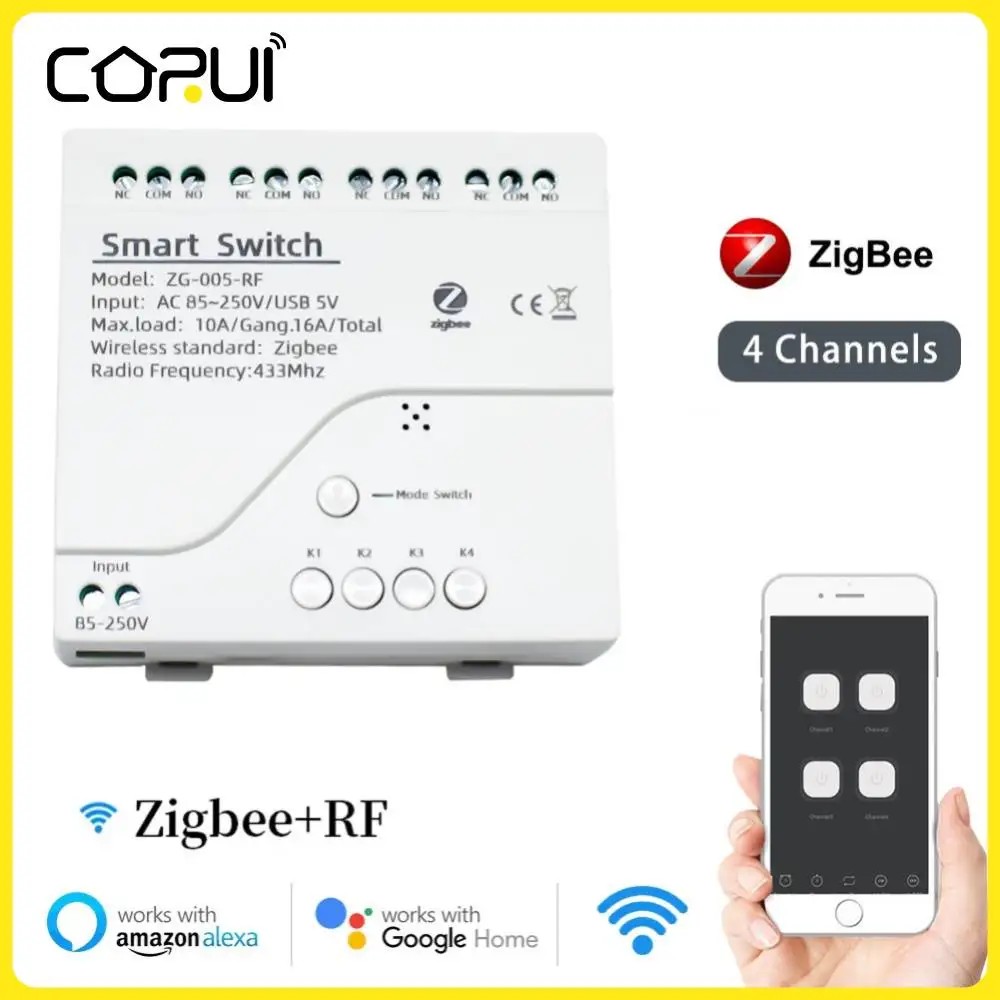 Tuya Zigbee 3.0 Smart Switch Relay Wireless Module 4 Channel Control RF433MHz 5-32V Voltage 10A Smart Life Alexa Google Home
Tuya Zigbee 3.0 Smart Switch Relay Wireless Module 4 Channel Control RF433MHz 5-32V Voltage 10A Smart Life Alexa Google Home