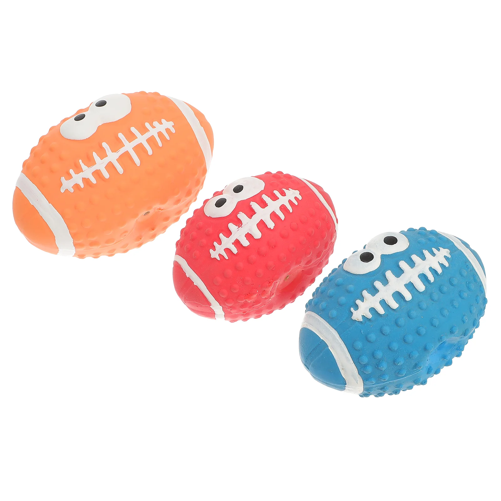 

3 Pcs Teething Ball Toys Small Breed Puppy Squeaky Dog Rugby Dogs Balls Pets Emulsion Latex