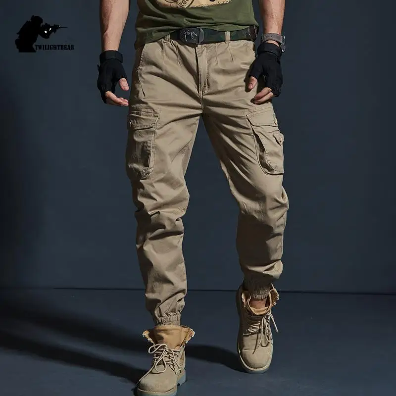 

High Quality Khaki Casual Pants Men Military Tactical Joggers Camouflage Cargo Pants Multi-Pocket Fashions Black Army Trousers