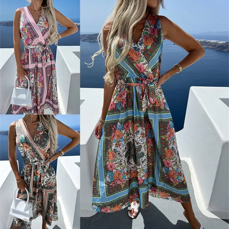 2022 New Women Printed Flowers Long Summer Dress Holiday Beach Travel Dress Sexy V-neck Bohemia Dress Drop Shipping
2022 New Women Printed Flowers Long Summer Dress Holiday Beach Travel Dress Sexy V-neck Bohemia Dress Drop Shipping