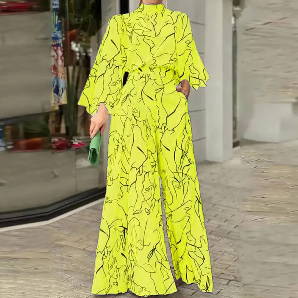 Women Jumpsuit Long Sleeves Printing Wide Leg Contrast Colors Comfortable Elegant High Waist Wide Leg Fall Jumpsuit for Dating
Women Jumpsuit Long Sleeves Printing Wide Leg Contrast Colors Comfortable Elegant High Waist Wide Leg Fall Jumpsuit for Dating