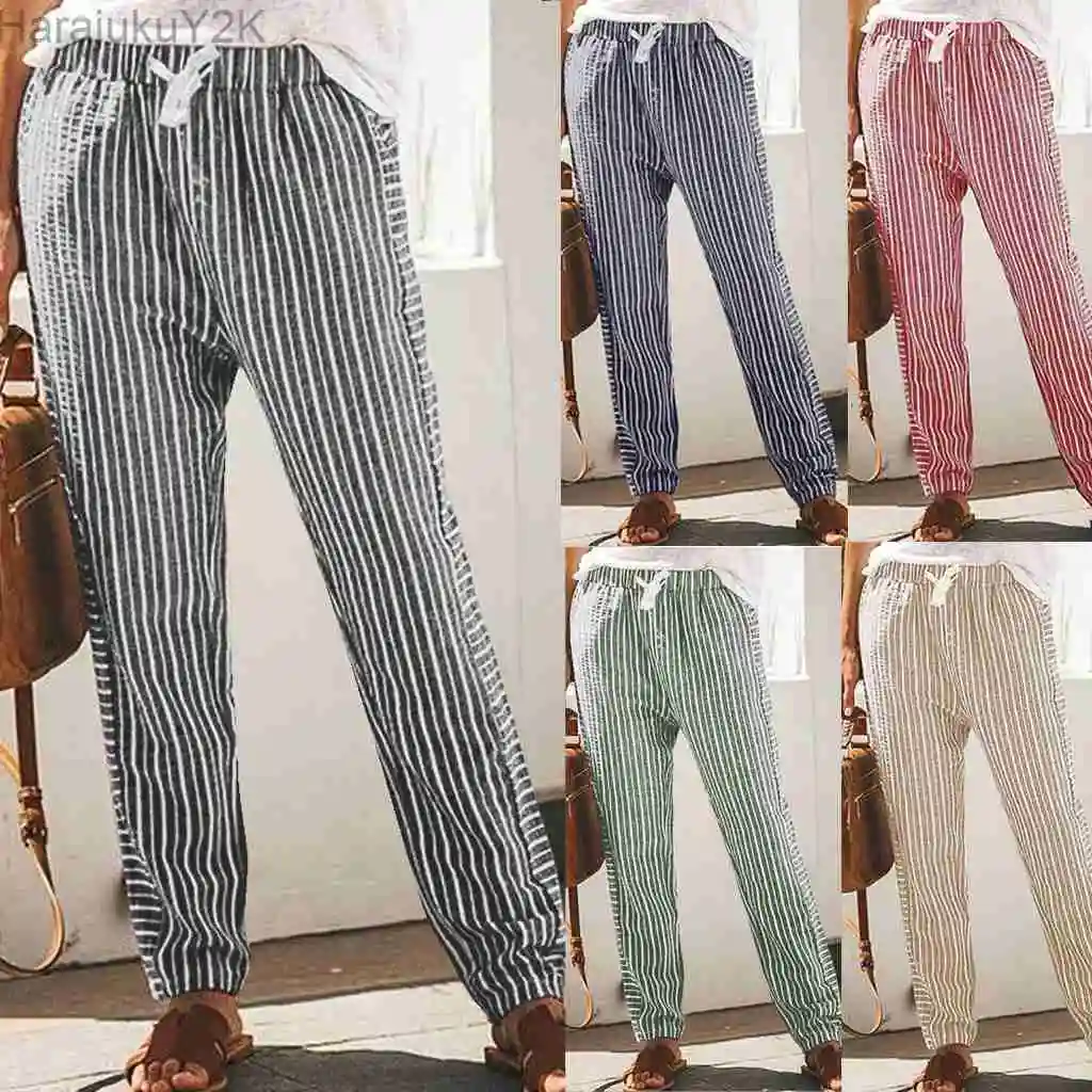 2022 Women's Cotton and Linen Striped Casual and Comfortable Straight Wide-leg Trousers Womens Pants
2022 Women's Cotton and Linen Striped Casual and Comfortable Straight Wide-leg Trousers Womens Pants