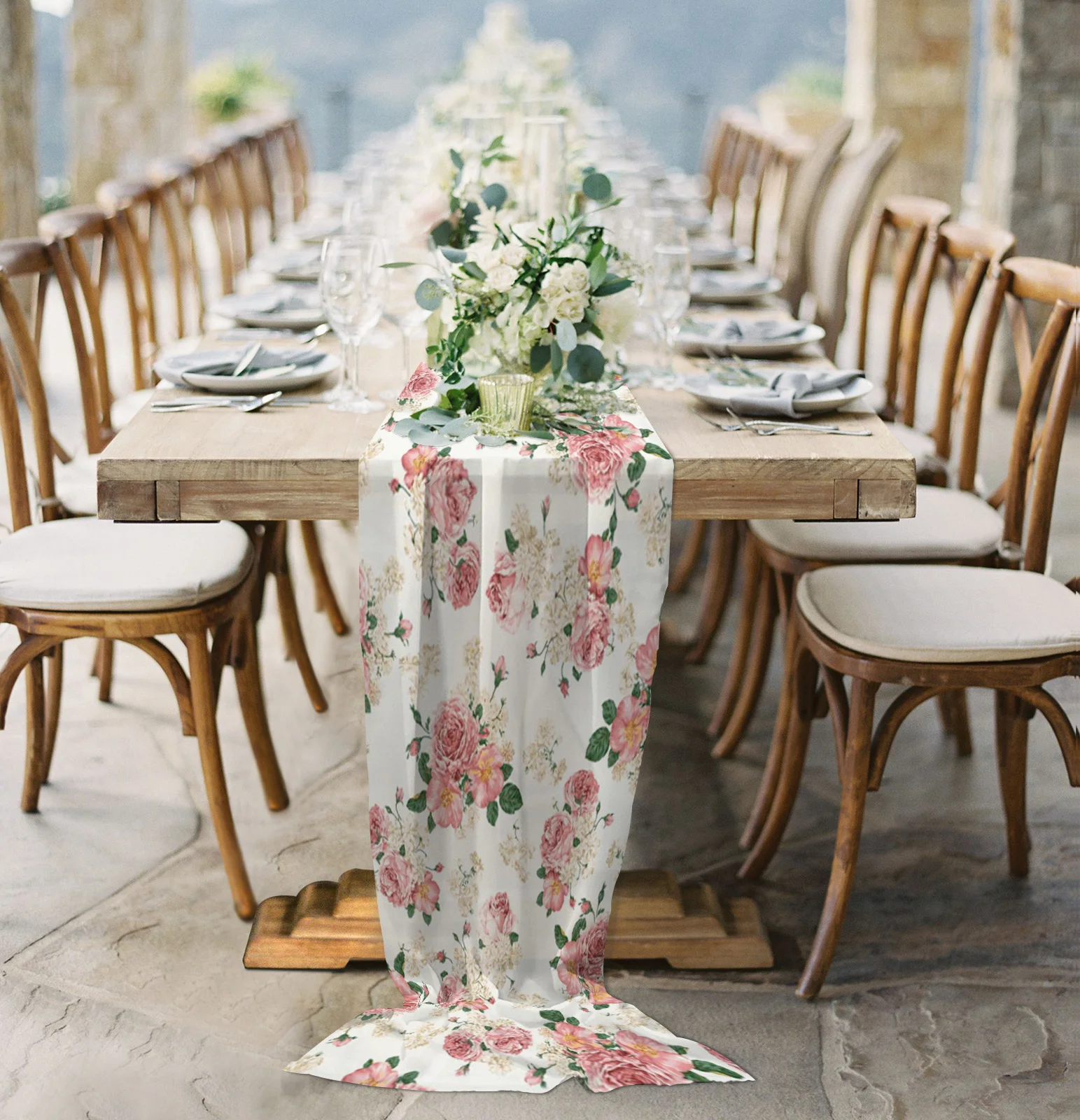 Flower Pink Green Leaf Rose Chiffon Table Runner for Wedding Celebration Banquet Festival Party Backdrop Decor
Flower Pink Green Leaf Rose Chiffon Table Runner for Wedding Celebration Banquet Festival Party Backdrop Decor