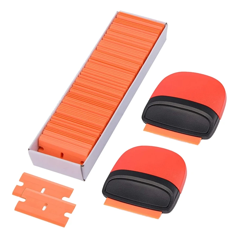 2Pcs Mini Size Plastic Razor Blades Scrapers, with 100Pcs Double Edge Plastic Blades for Window Glass Sticker Removal
2Pcs Mini Size Plastic Razor Blades Scrapers, with 100Pcs Double Edge Plastic Blades for Window Glass Sticker Removal