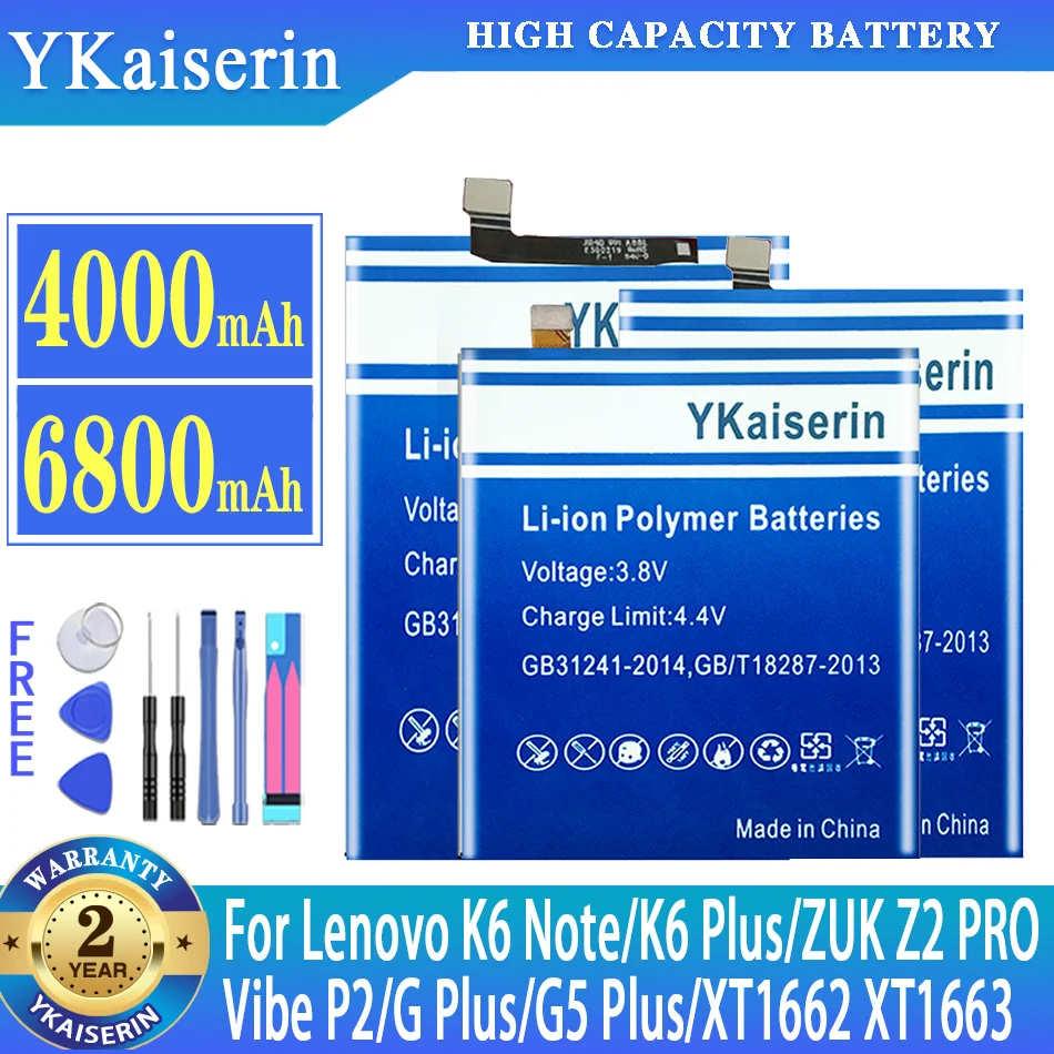 YKaiserin Battery For Lenovo Vibe P2 P2a42 P2c72 ZUK Z2 Pro K6 Note K53a48 Vibe K6 Plus G Plus G5 Plus XT1662 XT1663
YKaiserin Battery For Lenovo Vibe P2 P2a42 P2c72 ZUK Z2 Pro K6 Note K53a48 Vibe K6 Plus G Plus G5 Plus XT1662 XT1663
