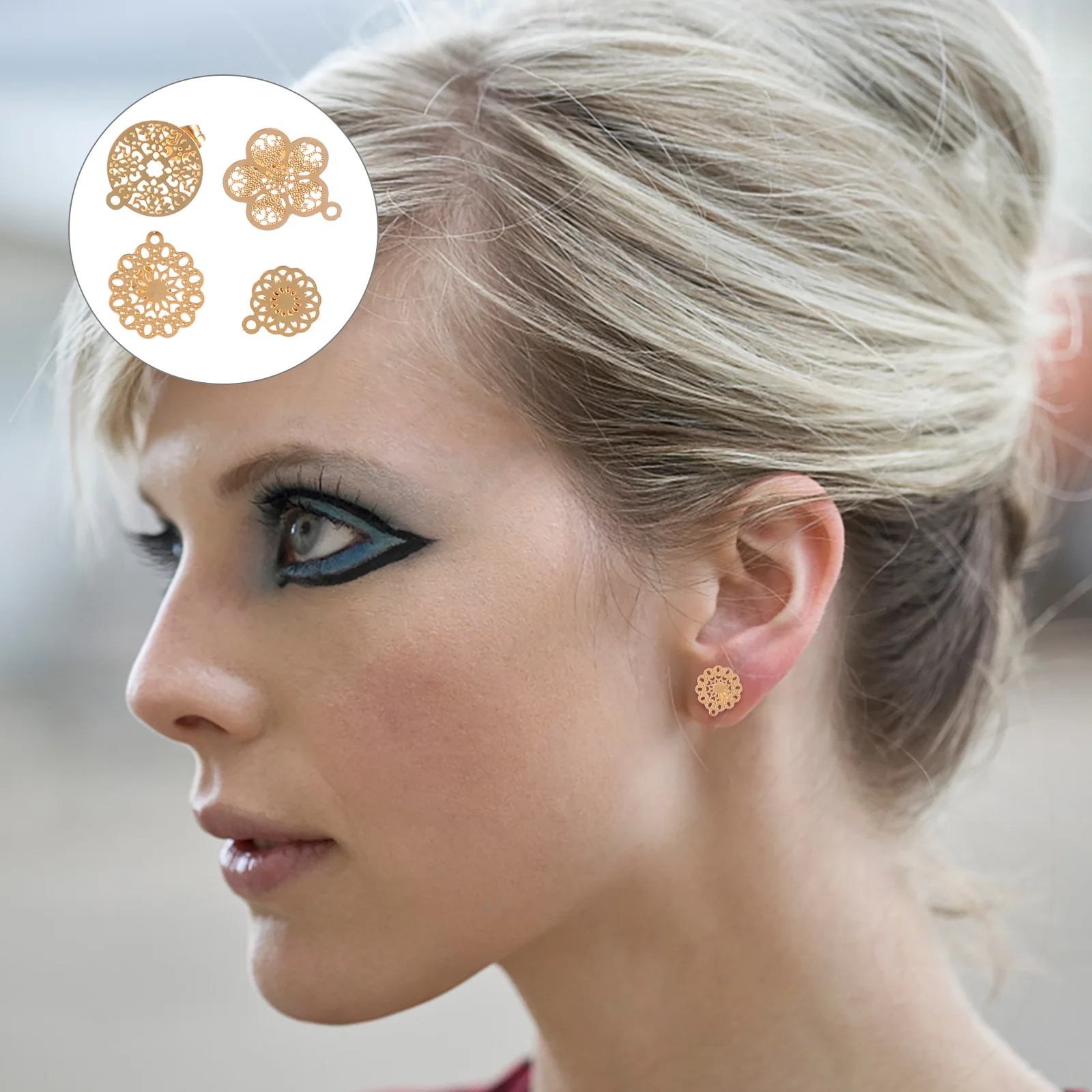 Earring Filigree Charms Metal Hollow Earrings Ear Jewelry Stud Embellishments Postconnectors Component Nutfinding Stoppers
Earring Filigree Charms Metal Hollow Earrings Ear Jewelry Stud Embellishments Postconnectors Component Nutfinding Stoppers