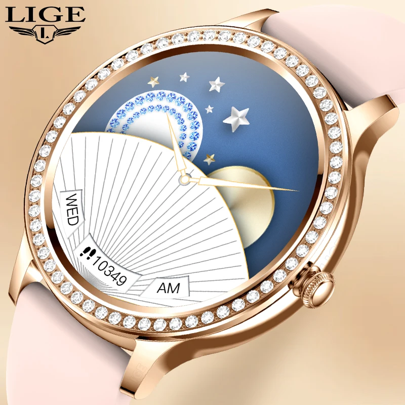 

Женские умные часы LIGE, 1,32 дюйма, 360*360, AMOLED, Bluetooth, вызов, женские часы, спортивные, фитнес, монитор здоровья, женские умные часы